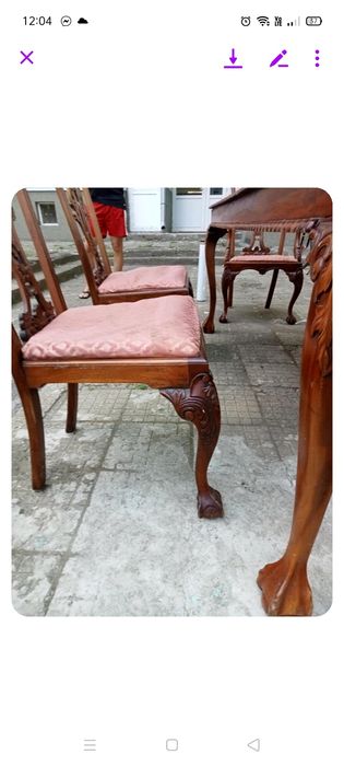 Махагонова маса с 6 стола старина