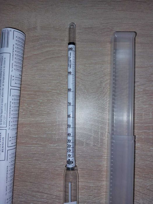 Хоби спиртомер 0 до 100 %, Вграден термометър, дължина 335 мм,20204087