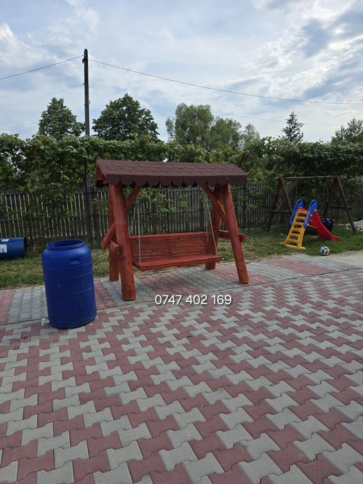Balansoar  leagan  lemn masiv rotund bușteni