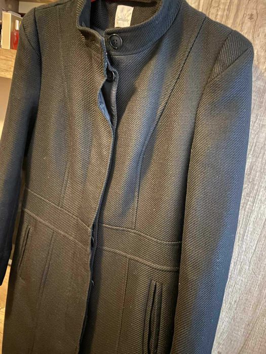 Черно елегантно дамско женско палто размер М