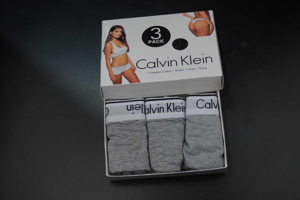 Set dama Calvin Klein 3 piese Bustiera, Boxeri și Chilot tanga