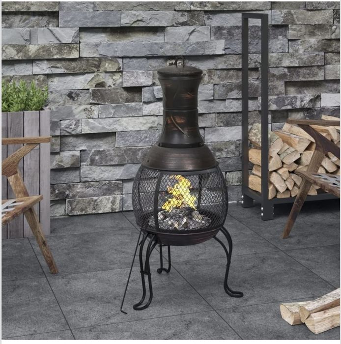 Терасна печка,41x41 96см, античен бронз, печка за тераса, чугун и стом