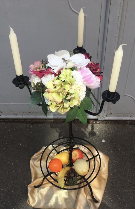 Sfesnic cu fructiera,3 lumanari 76 cm