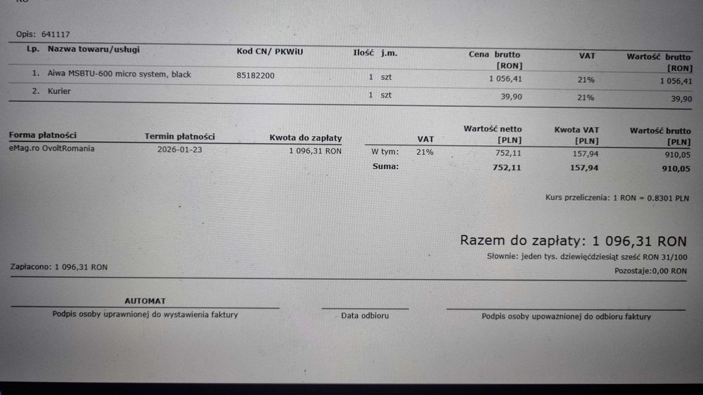 Set Boxe AIWA, 2 cai, 60 w, 4 ohm, Noi, Sigilate, Garantie 2 ani