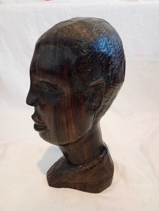 Sculptura africana (bust) in lemn de abanos, foarte masiva
