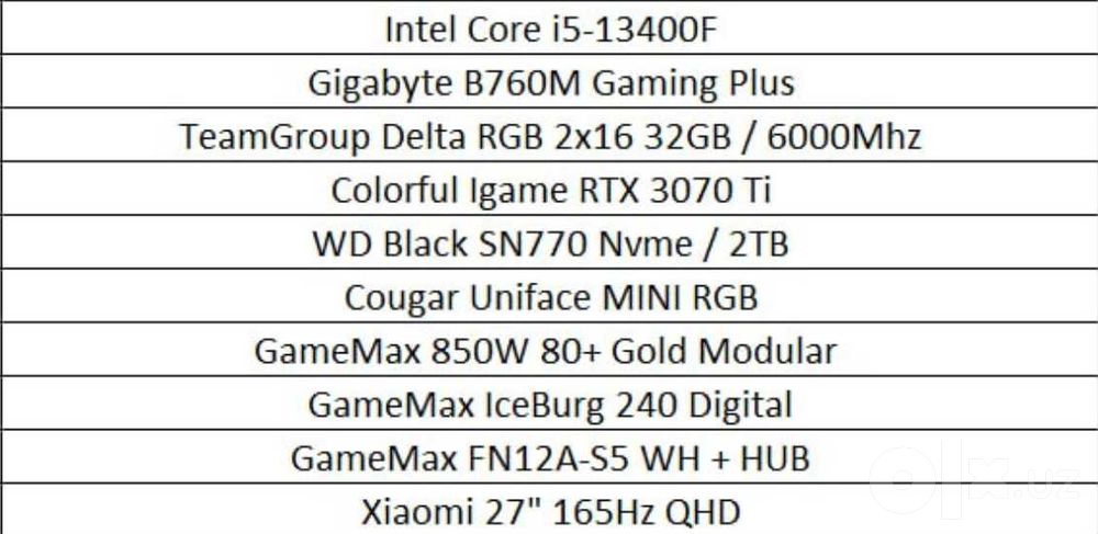 Полный игровой сетап RTX 3070 Ti\i5-13400F\32GB\2TB + 27" 180Hz