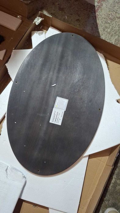 Masa ovala, 110 x 66 x 45.5 cm, dublu blat, lemn masiv, maro