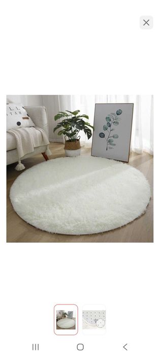 Белые мохнатые коврики продам диаметр 1 м
