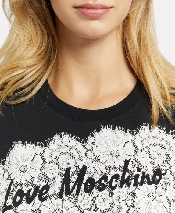 Love moschino тениска с апликация от дантела