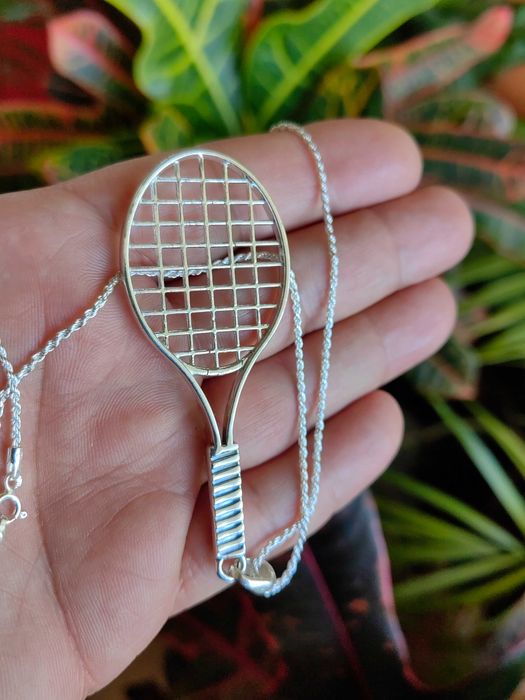 Сребърно тенис колие, подарък за тенесист, подарък за треньор по тенис