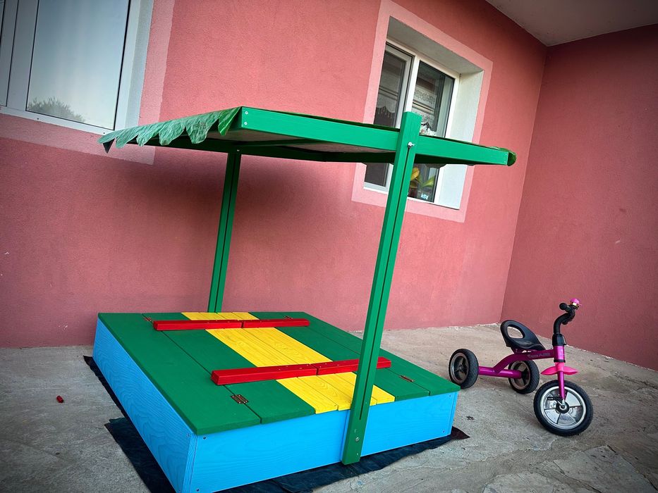 Детски пясъчник с пейки и капак(доп.сенник) -опция за гравиране