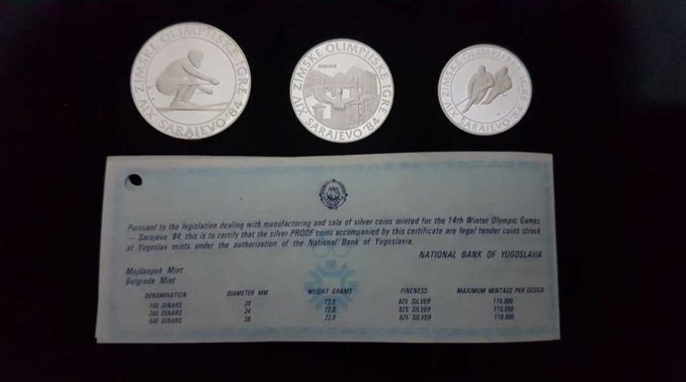 Серебряные Монеты XIV Зимних Олимпийских Игр в Сараево - 1984-й год