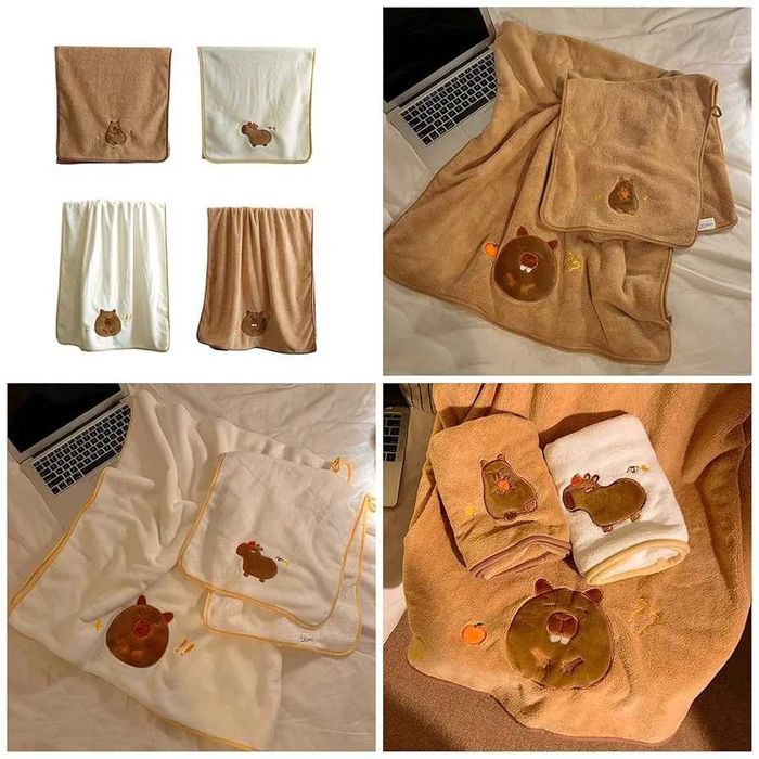 Плюшена играчка Капибара + Комплект Хавлия за баня и кърпа за лице