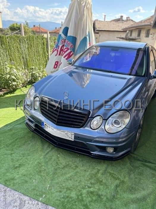 Преден лип спойлер за мерцедес в211 амг е класа фейс / mercedes w211 amg e class facelift lip spoiler / добавка за предна броня / нож