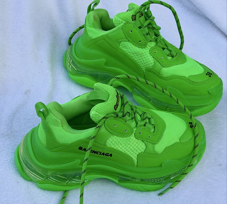 Balenciaga Ttriple S уникални дамски смимкърси елелтриково зелено Топ качество 38