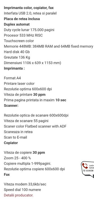 Imprimanta  HP Color Laser Jet CMA4730 MFP