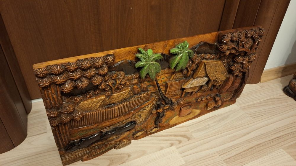 Tablou basorelief din lemn Stil RoCoCo Baroc manual o singua bucata