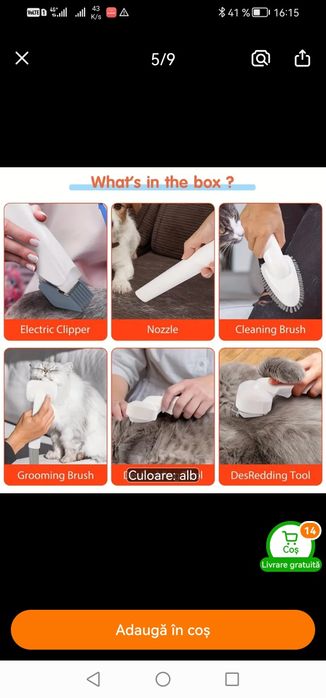 Groming set, NOU, set întreținere animalute, cu aspirator