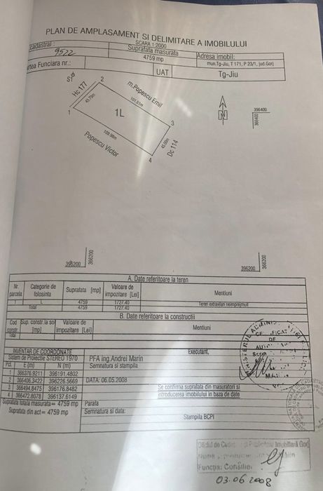 Vând teren extravilan centura Târgu-Jiu, vizavi de reprezentanța Skoda