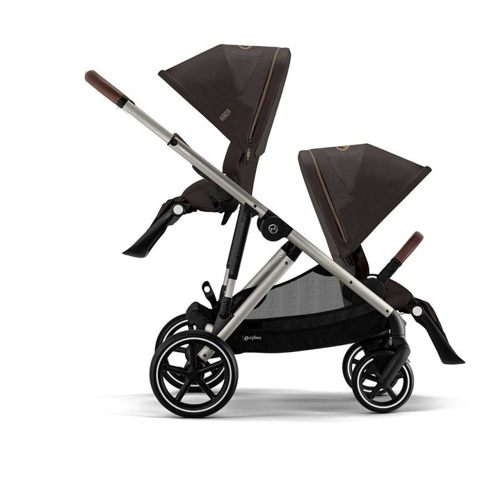 ПРОМО Нова 2г Гаранция Детска Бебешка Количка за Близнаци Cybex Gazelle S, 0-4 г, 0-22 кг, Кафява/Синя
