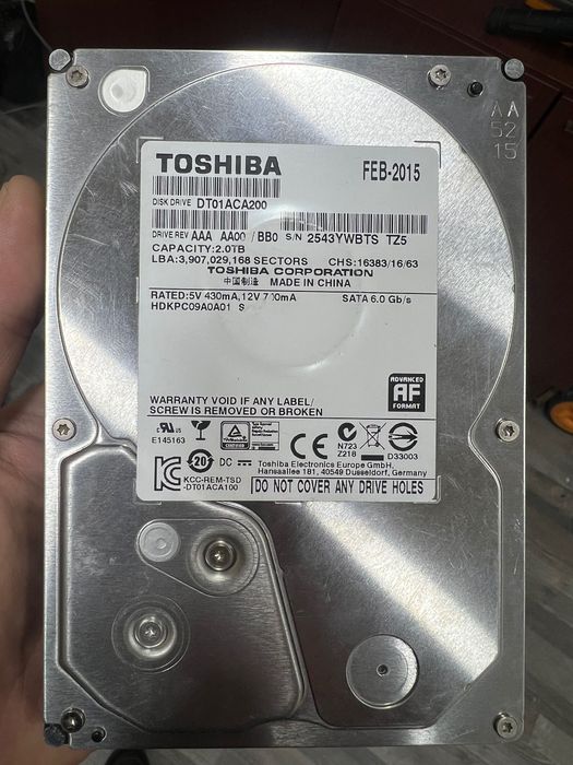 Hdd 2TB toshiba оригинал бу в отличном состоянии