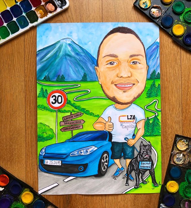 Карикатура, шарж по снимка