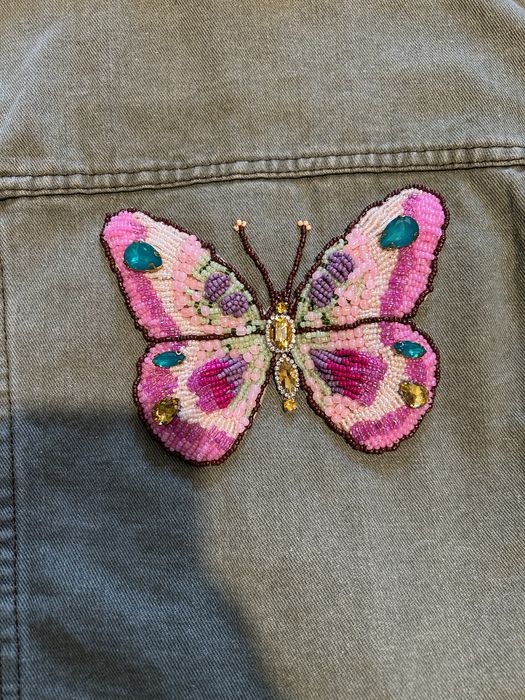 Geaca de blugi handmade fluture
