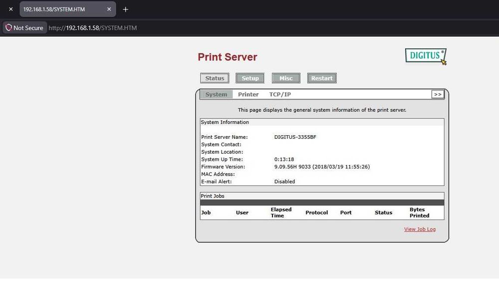 Лазерен принтер Brother HL-2130 + Print Server Digitus DN-12003