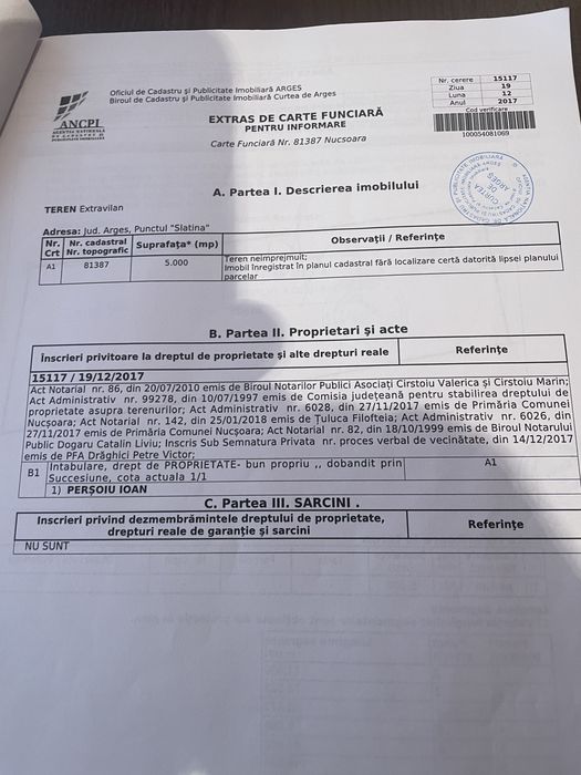 Vând padure 17300m Toaca-Nucșoara-Argeș