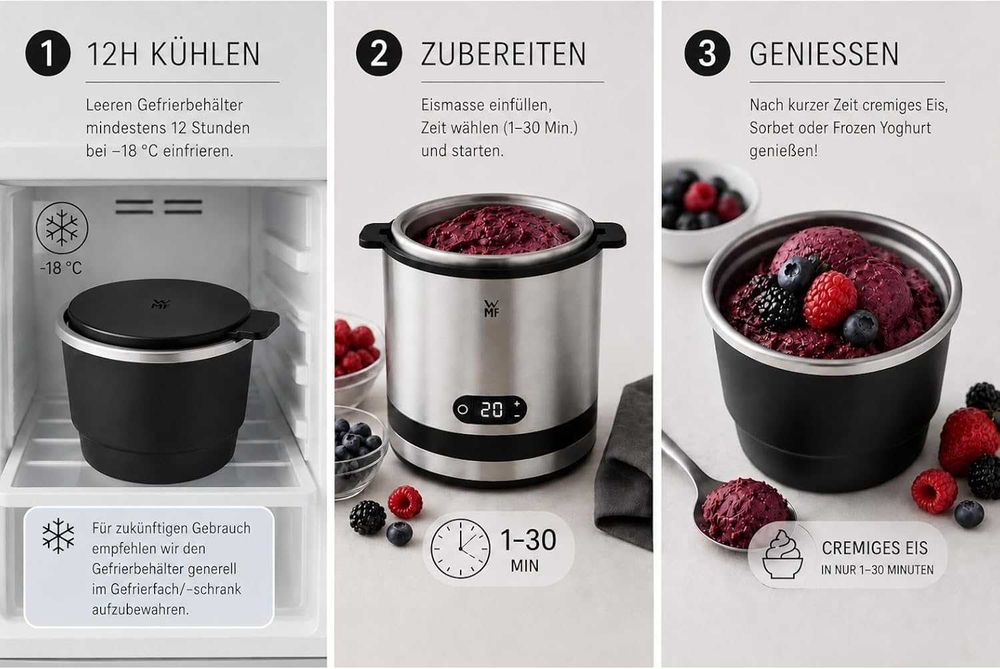 ПРОМО Нов 2г Гаранция Уред Мапина за Сладолед WMF KitchenMinis Cromargan, 3 в 1