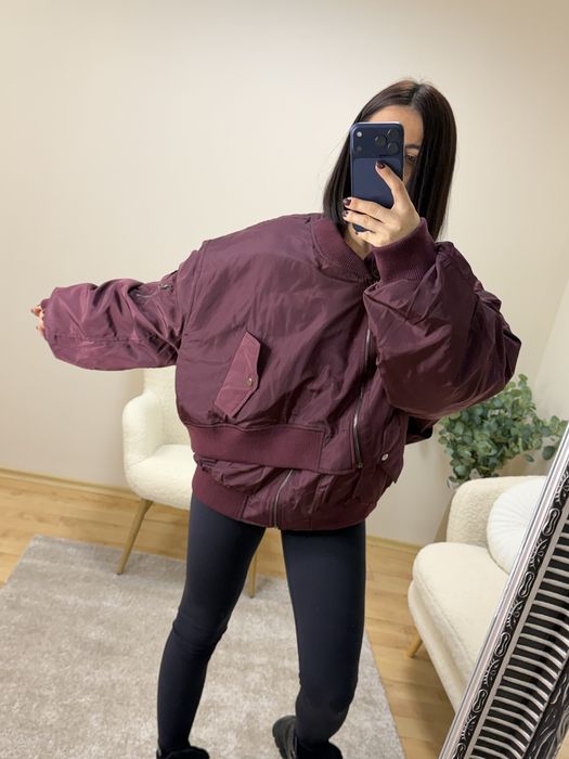 Oversize bomber яке в цвят бордо