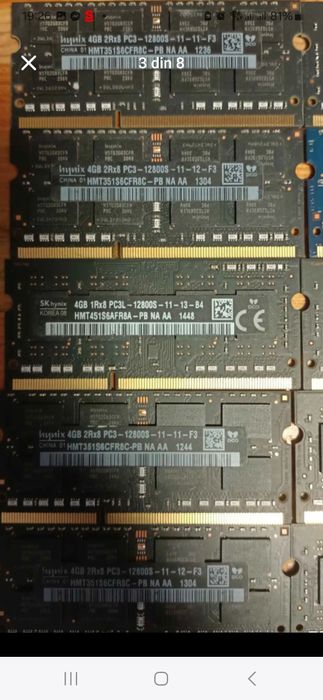 Set Memorie Ram Laptop 2 x 4GB DDR3 = 8 GB