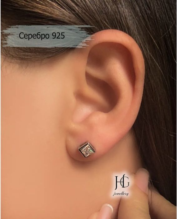 Серьги пусеты серебро