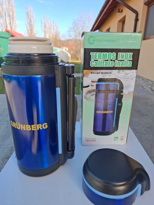 Termos Grunberg 1.30 L Metal si Inox pentru Camping