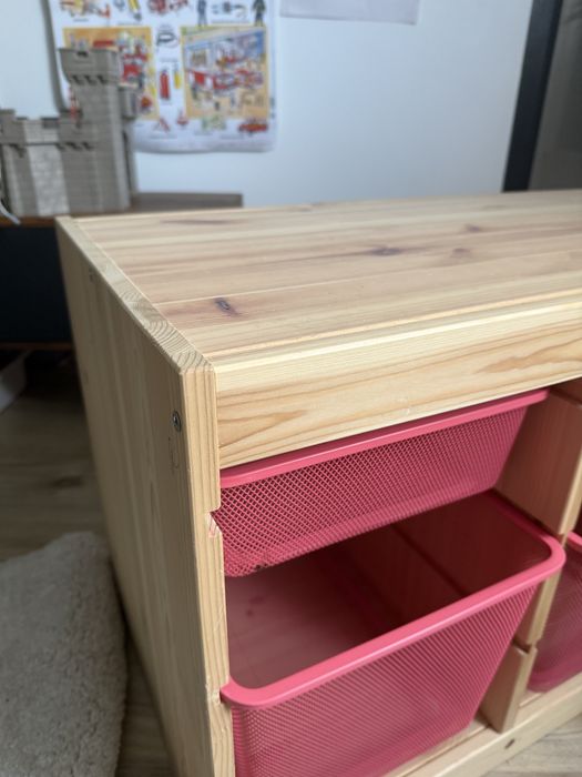 Dulap Trofast ikea copii + 6 cutii metal rosu