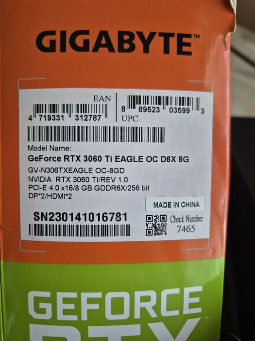 Видеокамера Gigabyte GeForce RTX 3060 Ti