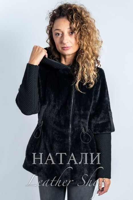 Дамски кожух от алпака с косъм Диана Black