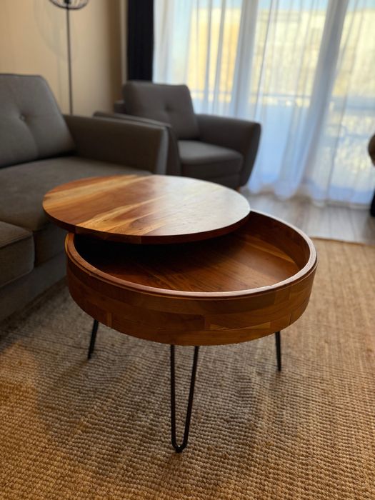 Masuta rotunda de cafea din lemn de mango