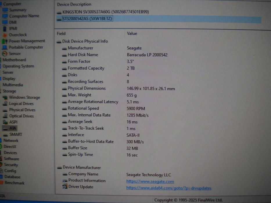Hard Disk Seagate Barracuda LP 2TB HDD 5900 RPM 32mb ST32000542AS