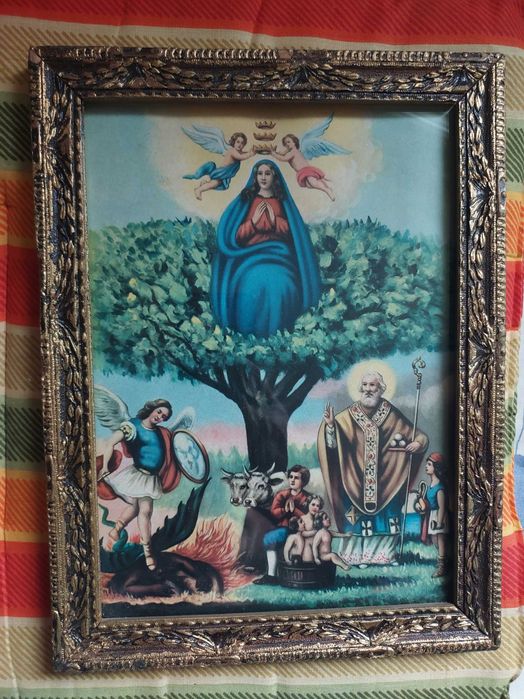 Icoana cu Maica Domnului si Sfantul Nicolae cu ingerii