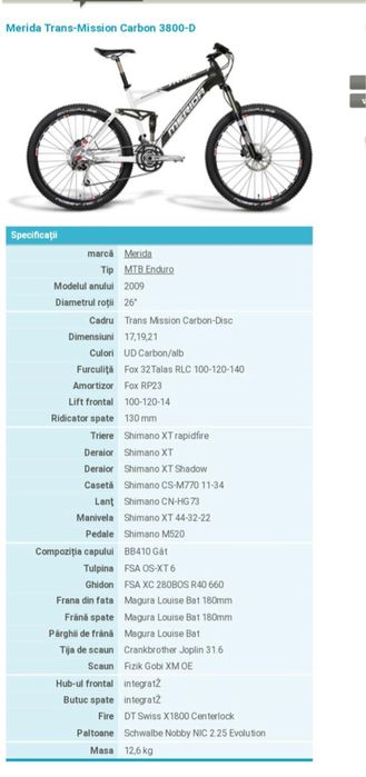 Bicicletă Merida Carbon