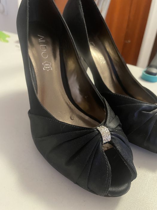 Pantofi Aldo piele + satin toc 10cm, mărime 40