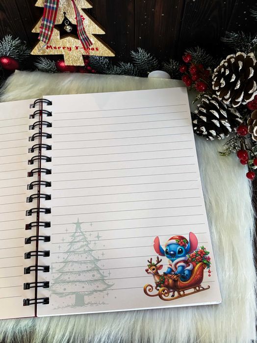 Ръчно изработен коледен тефтер Стич