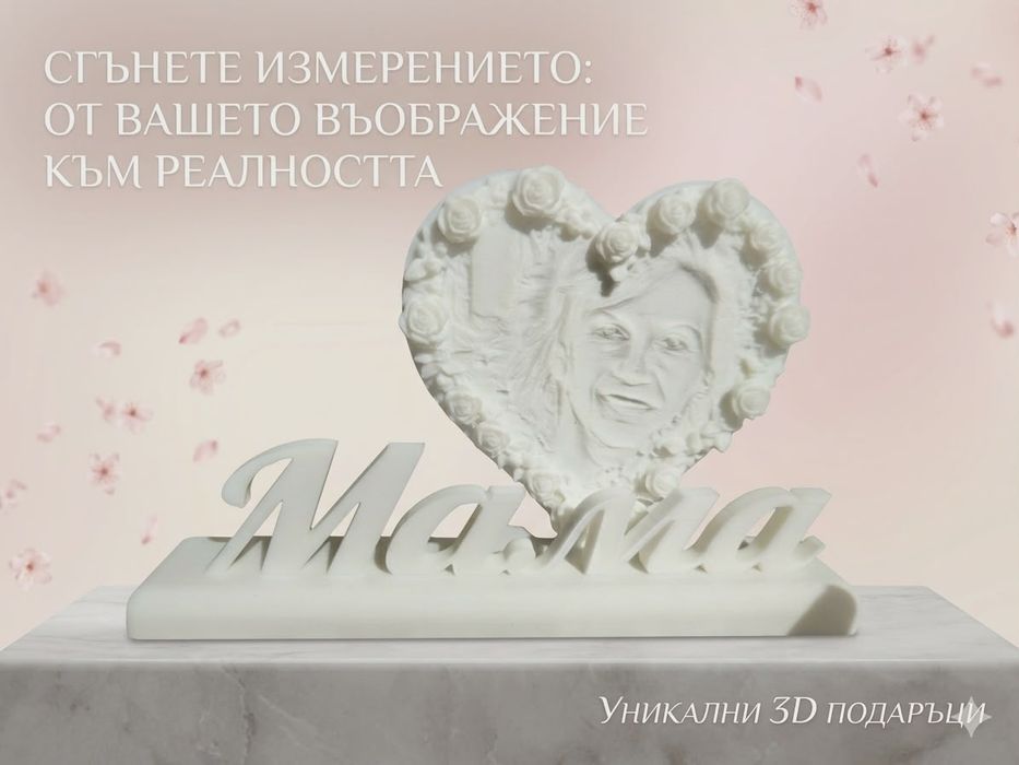 Подарък светещо сърце/литографска снимка-свешник