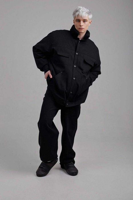 Пуховик мужской 2в1 бренд ZNWR черная куртка оверсайз