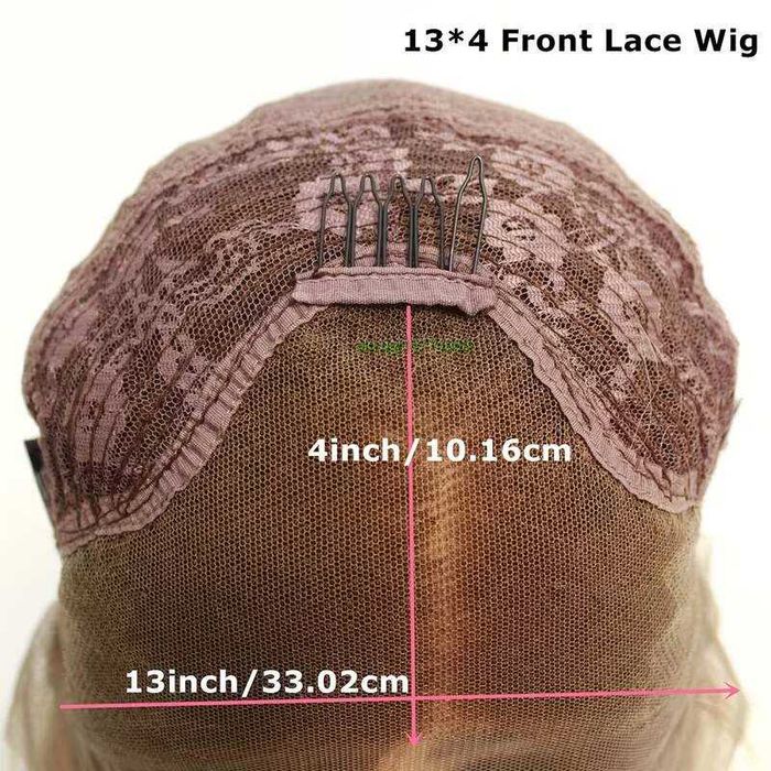 Лейс Фронт Перука 13x4 - Омбре Кафяво към Прасковено Розово, 83 см