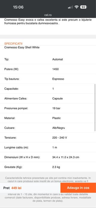 Expresor Cremesso Easy 19 bari + 96 capsule