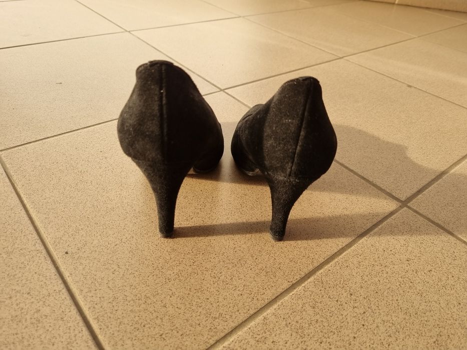 Pantofi PrimaDonna, negri, piele naturală întoarsă, toc 8cm, mărime 37