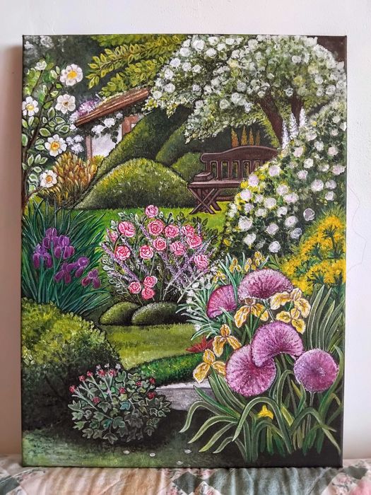 Мои картини-триптих-цветя-акрил.