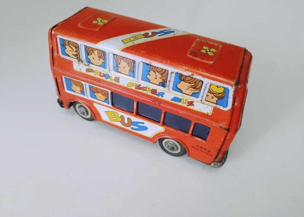 Jucarie veche tabla autobuz cu etaj Leyland London,  MF 291 CN, 1/24 .